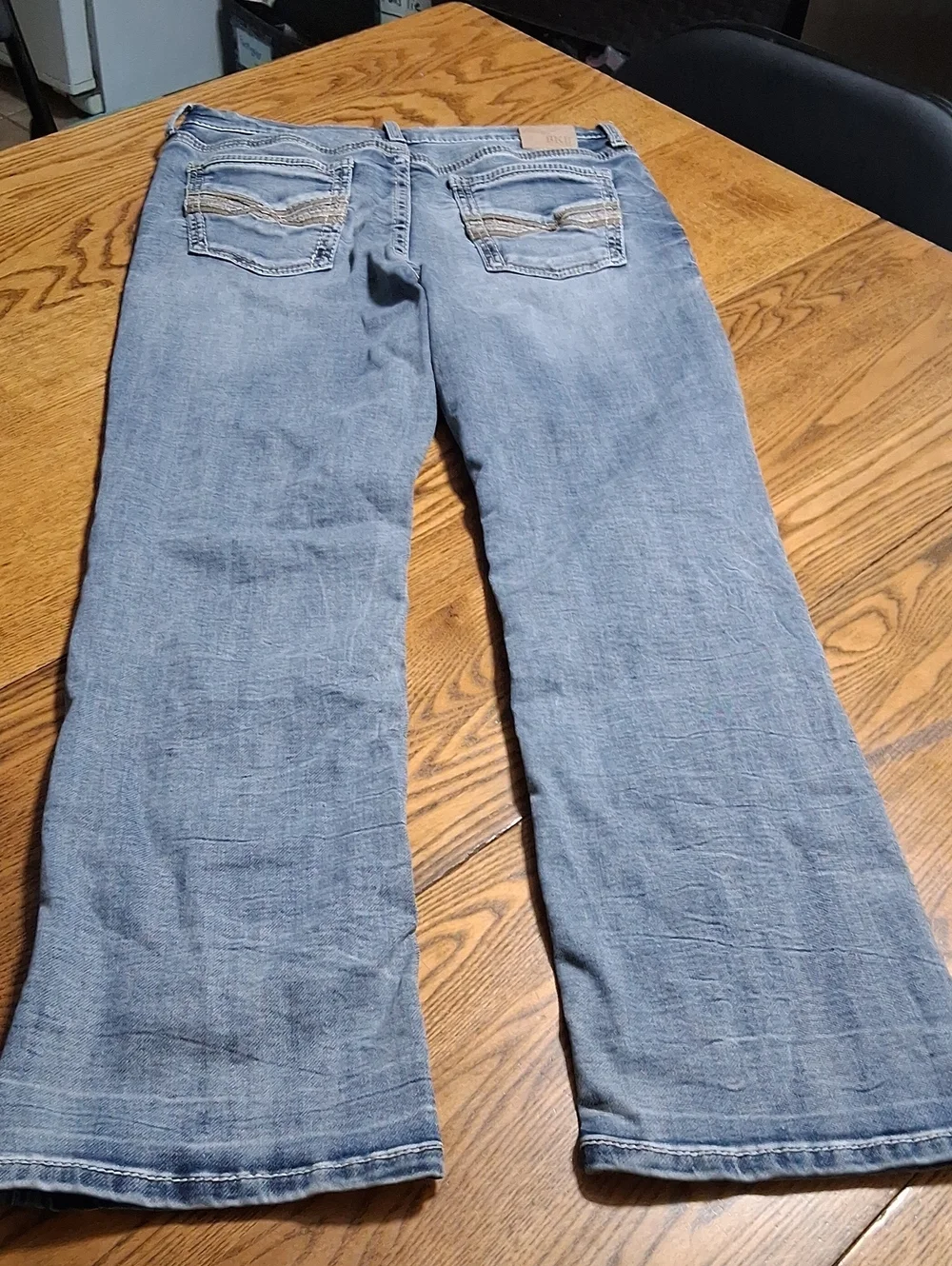 BKE Jeans Womens 14 BLUE STRAIGHT LEGS ?? Preowned Used Denim Buckle Pants Tyler
